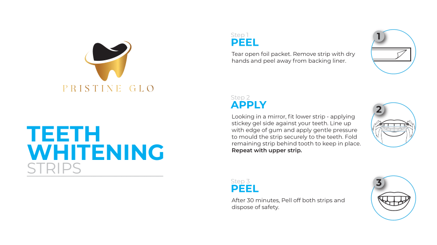 Pristine Glo teeth whitening strips with PAP+ formula